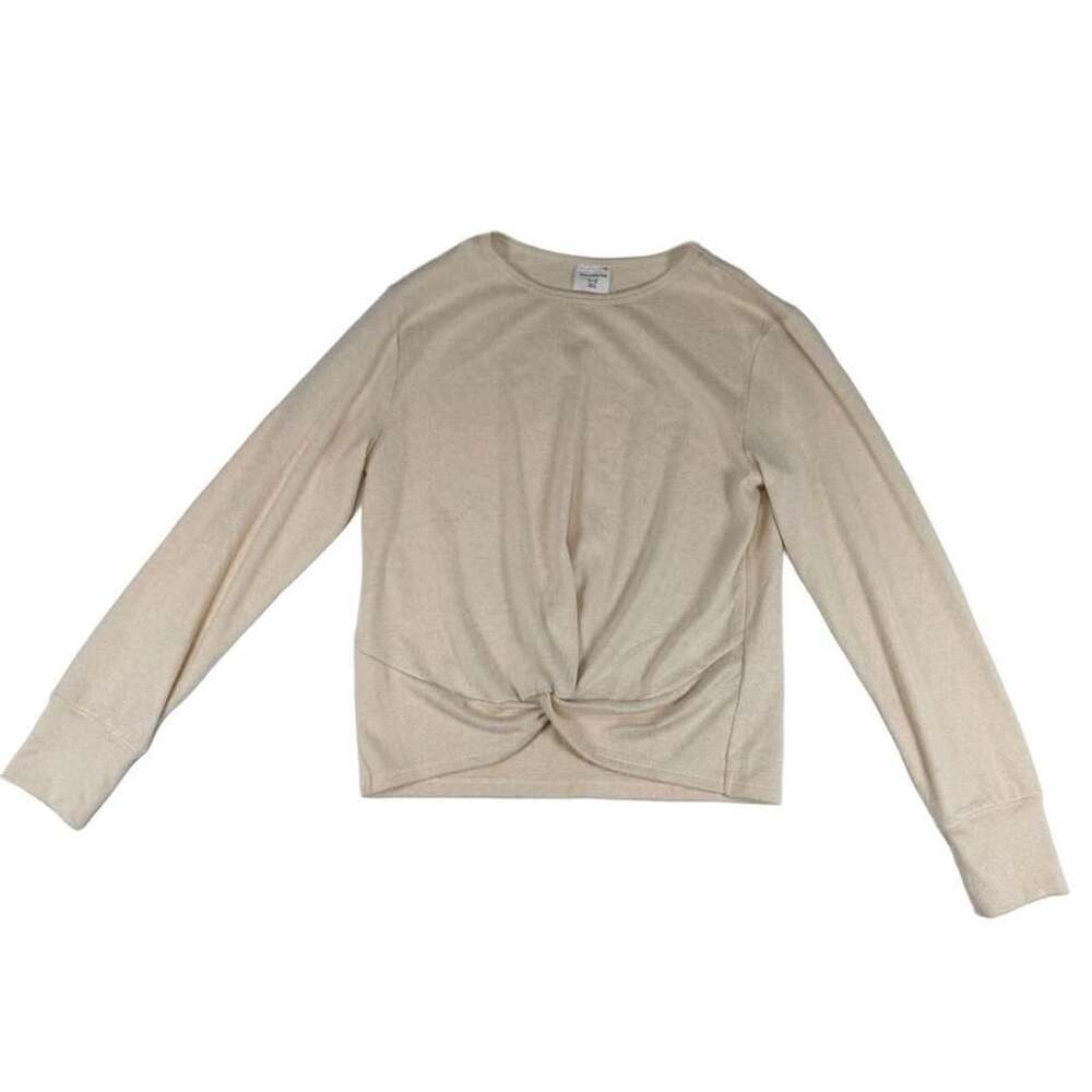 abercrombie kids Long Sleeve Twist-Front Top Size 11/12 Beige Knit